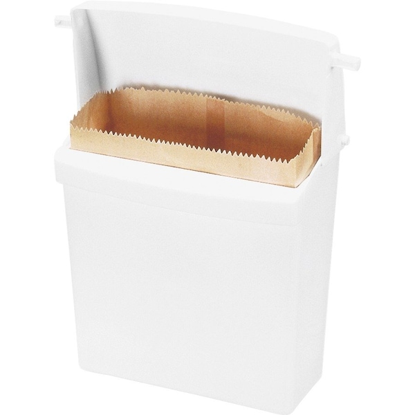 Sanitary Napkin Receptacle, 12-1/2"x5-1/4"x10-3/4", White
